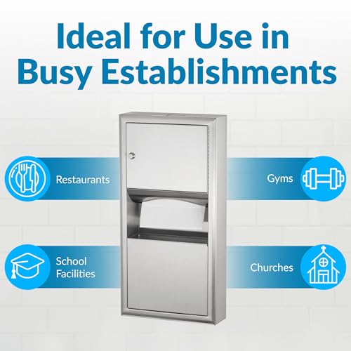 Bobrick B-3699 Paper Towel Dispenser & Waste Receptacle, Surface-Mounted