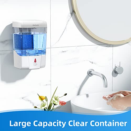 SVAVO Automatic Soap Dispenser Touchless, 21oz/600ml Soap Dispenser Wall Mount, Liquid Soap Dispensers for Hand Soap Refill, Bathroom, Kitchen, Household, Commercial Place, ABS Plastic White - color: White, size: 600ml