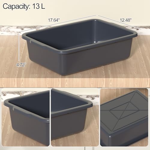 13 L Commercial Bus Tubs, Restaurant Plastic Bus Box, 4 Packs - size: 13 L