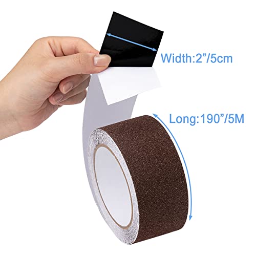 Yorwe Anti Slip Tape for Stairs & Ramps, Traction Grip (2" x 190", Brown) - color: Brown, size: 2" Width x 190" Long