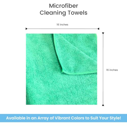 Microfiber Cleaning Towel, 16x16 Green, Pack of 12 Pieces - color: Green, size: Pack of 12