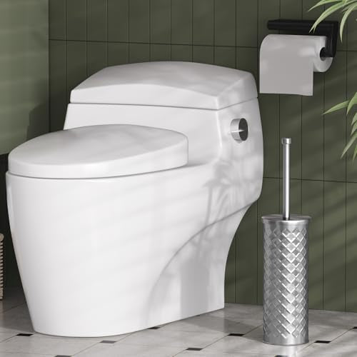 Toilet Bowl Brush and Holder Set 2 Pack with 4 Extra Brush Heads (Silver) - color: Silver