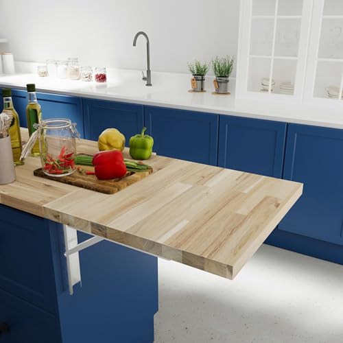 Howizz Acacia Butcher Block Countertop 24 x 18 x 1.5 Inches, Solid Wood Table Top - color: Acacia - Finger Joint - Natural - Unfinished, size: 18"L x 24"W