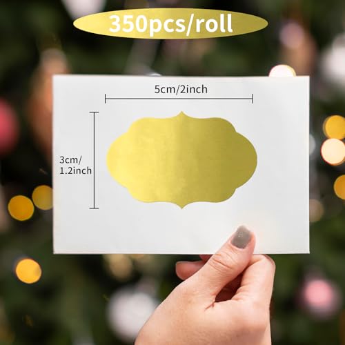 350 PCS Fancy Shape Stickers, 2" x 1.2" Gold Labels for Home, Office, Kitchen, Gifts, Jars, Food Craft - color: Gold, size: 2*1.2 inch