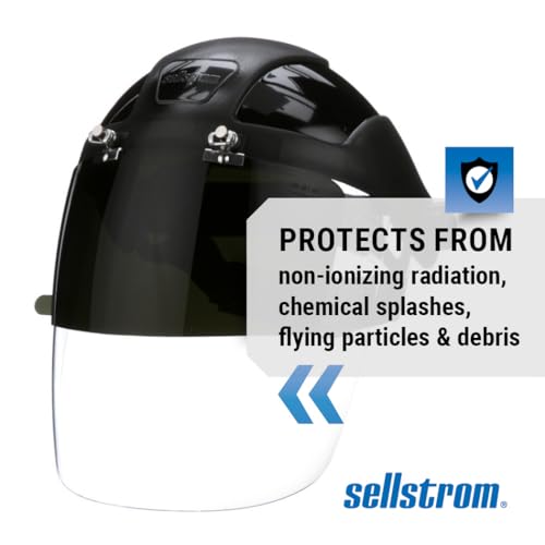 Sellstrom DP4 Face Shield - Lightweight Mask with High Impact Crown & Ratchet Headgear for Work, Grinding, Plasma/Flame Cutting - ANSI Z87.1 - Clear Anti Fog Polycarbonate Window - UV/IR Flip Up Visor - style: Shade 6 Infrared Visor