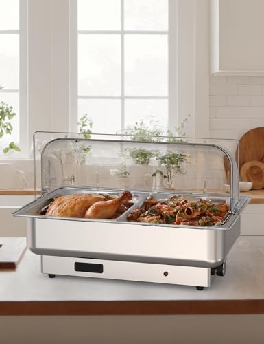 GarveeHome Chafing Dish Electric Buffet Set, 2 x 4.5 QT Half-Size - size: 2 x 1/2 Size Pan