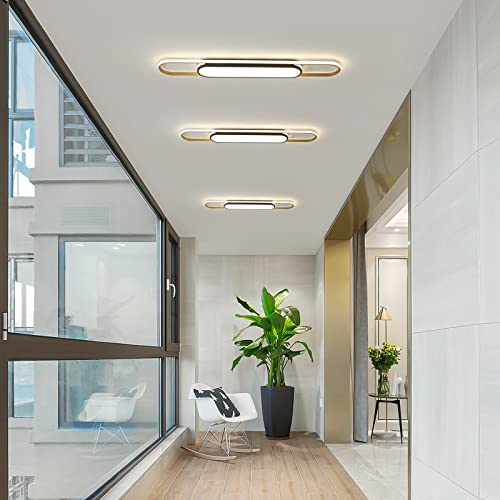 Qcyuui Linear Ceiling Light, 43.3in Dimmable LED Ceiling Light with Remote - color: Black and Gold/Dimm/48W/43.3IN, size: 43.3in