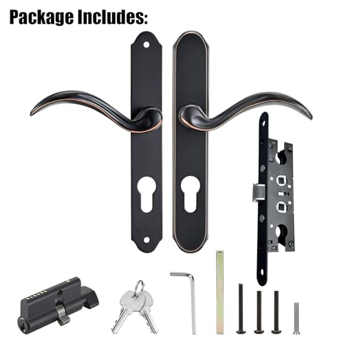 HauSun Storm Door Handle Set Replacement Kit with 2 Point Mortise Lock and Key,Security Door Keyed Lever Handle Fits for Pella or Larson Storm Door (Oil Rubbed Bronze) - color: Oil Rubbed Bronze