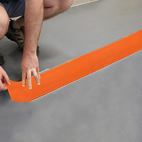 SmartSign Orange 4 inch x 100 feet Floor Marking Tape, 32 mil Vinyl Floor Tape, Superior Mark Industrial Use Safety Tape with Beveled Edges, Strong Adhesive, for Gym/Warehouse/Courts - color: Orange, size: 4" x 100'