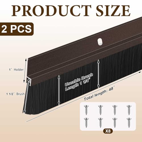 Gisafai 2 Pcs Aluminum Door Sweep, 48 Inches, Brown - color: Brown, size: 48 Inch