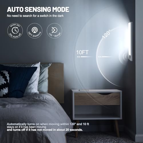 10 inch Under Cabinet Lighting, 6 Pack Motion Sensor Light Indoor Rechargeable Magnetic Closet Lights Battery Operated, Under Counter Lights for Kitchen, Wardrobe, Hallway, Stairs Warm Light - color: White Light, size: 10inch