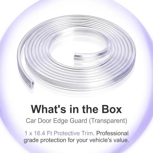Car Door Edge Guard, 16.4 Ft U-shaped Scratch-resistant Protection Strip, Non-slip Flexible Cushioning Trim for Door Hood Trunk, DIY Cuttable Accessory for Cars Trucks SUVs (Transparent)