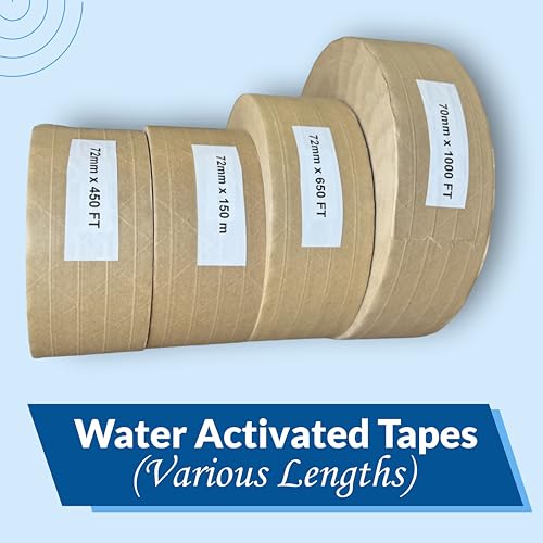 3'' x 1000 Feet Reinforced Water Activated Gummed Kraft Paper Tape, for Heavy Duty Secure Packing Shipping, Tamper Evident Gummed Tape, Brown - 1 Roll