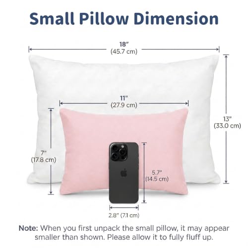 Pro Goleem 2-Pack Small Pillow, 7"x11" Soft Mini Pillow for Travel, Camping, Sleeping, Nap & Neck, Lumbar, Knee Support, for Office,Bed, Car, Air, Tiny Cushion for Kids, Pets, Adults (Pink) - color: Pink, 2-pack