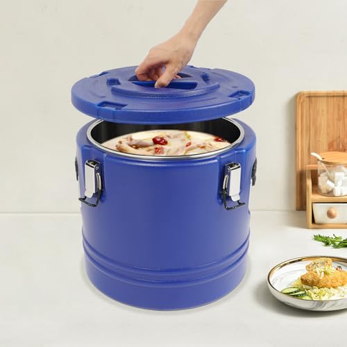 Insulated Food Carrier Insulated Soup Container 20L/5.3Gal Commercial Food Warmer Hot Box for Hot Cold Food Insulation Barrel Cooler Stainless Steel Lining w/Dust Cover for Restaurant Canteen - color: 20L-Blue