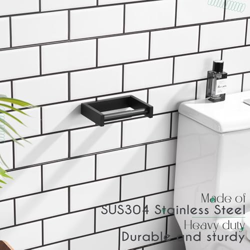 KOKOSIRI Toilet Paper Holder Spring Loaded Bathroom Toilet Roll Holder Wall Mount Stainless Steel Matte Black B2011BK (Pack of 2) - color: Matte Black, size: Without Shelf (Pack of 2)