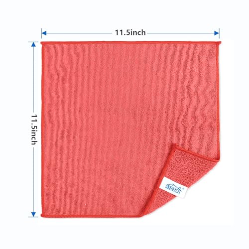 HOMEXCEL 100PK Microfiber Cleaning Cloth, Cleaning Rag for Home, 11.5x11.5 - color: Red