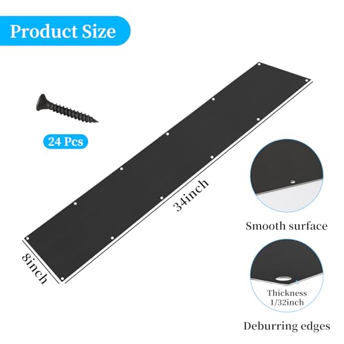 2 Pieces Door Kick Plate for Exterior Door: Mineye 8 X 34 - Kick Plate for Bottom of Door, Front Door Kick Plate with Screws for Interior or Exterior Anti Scratch Door Protection, Black - color: Black, size: 8 x 34 Inch