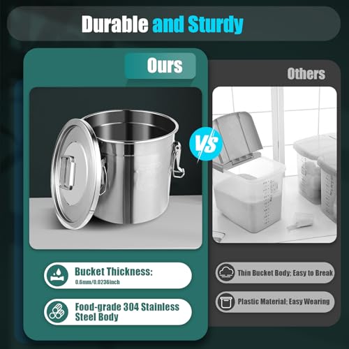 12L/3.17 Gal Stainless Steel Food Storage Container with Lid - size: 3.17 gal