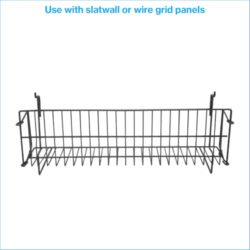 SSWBasics 24 x 6 x 6.5 in Black Media Grid Shelf for Slatwall & Wire Grid