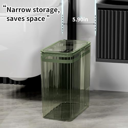 Bathroom Trash Cans with Lids, 3.5 Gallon (Green) - color: Green, style: Side Opening