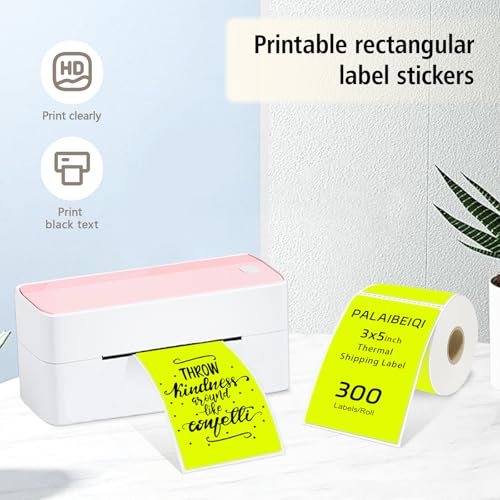 3x5 Inch Thermal Labels,Rectangle Sticker,300PCS Water Proof Shipping Labels with Strong Adhesive,Compatible with Zebra & Rollo,for Moving Boxes,Inventory,Fluorescent Yellow - color: Fluorescent Yellow