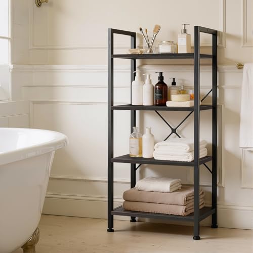 4 Tier Bookshelf, Free Standing Bookcase with Open Storage Shelves - color: Classic Black, size: 4 Tier
