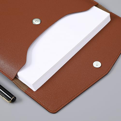 VANRA 1 Piece PU Leather File Folder Vertical A4 Document Holder File Envelope Waterproof Leather Portfolio Case Filing File Organizer for Letter Size with Magnetic Button Closure (Brown) - color: Brown