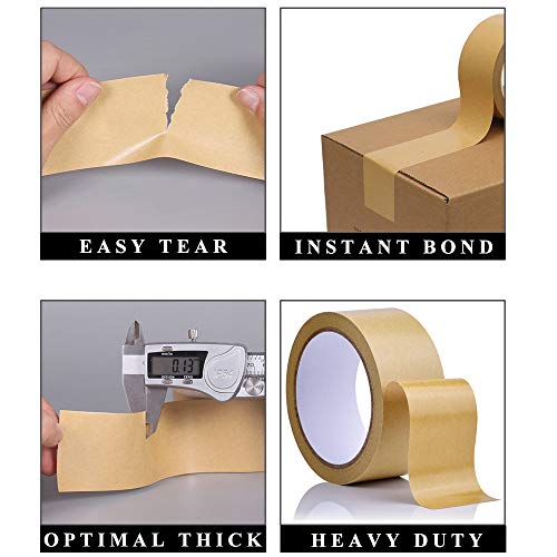 LLPT Recyclable Kraft Gummed Tape 6 Pack 3" x 165Ft Carton Sealing Tape - size: 6 Pack 3" x 165 Ft