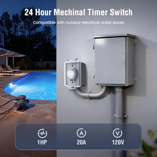 SURAIELEC 20A 2400W Heavy Duty Hardwired 24 Hour Mechanical Timer Switch