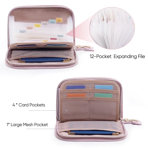 Small Accordion File Organizer, 8x5.5 Receipt Organizer for Business,Travel - color: Pink, size: Small