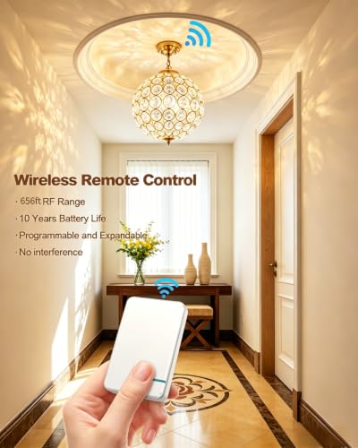 Thinkbee Wireless Light Switch Kit, 656ft RF Remote, No Wiring, No WiFi - size: 1 US style switch+1 receiver