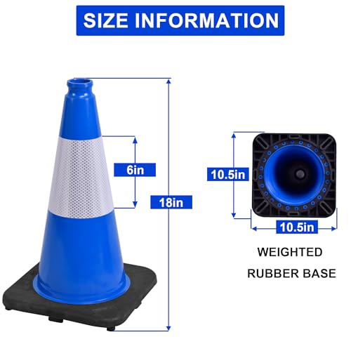 OrangeStar 18" Traffic Cones 8-Pack Blue Safety Cones - color: Blue, size: 18in
