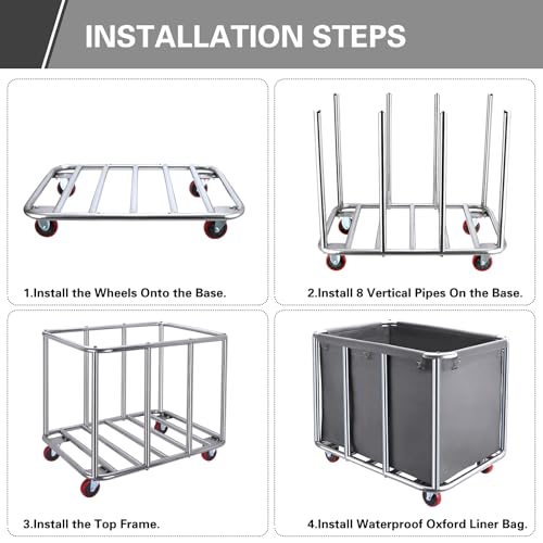 Commercial Laundry Cart with Wheels,440lbs for Home (Off White) - color: Off White