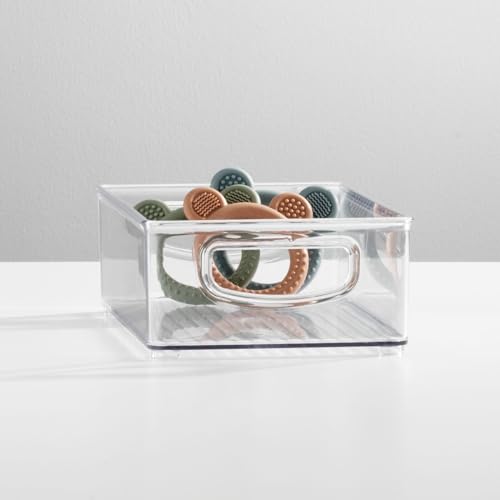 mDesign Small Plastic Baby Nursery and Food Organizer -Storage Holder Bin with Handles for Closet, Cupboard, Cabinet, Drawers, Shelves - Holds Canned Food, Bottles, Formula - Ligne Collection, Clear - size: 10 x 6 x 3 (Pack of 1)