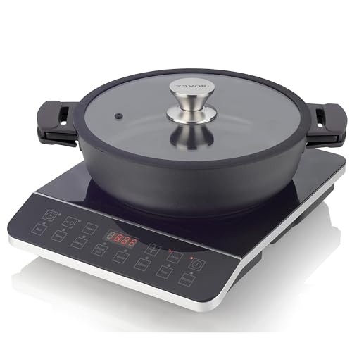 Zavor Onyx Induction Cooktop, Electric Burner with 8 Quick Launch Buttons, Energy-Efficient Burners for Cooking up to 50% Faster, Cool Touch Surface, Safety Lock, Slanted Panel, 180 Minutes Timer