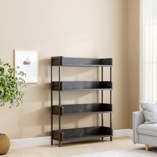 OSCHF Wide Open Shelf Bookcase, 4-Tier, Full Black - color: Black, size: 4-Tier