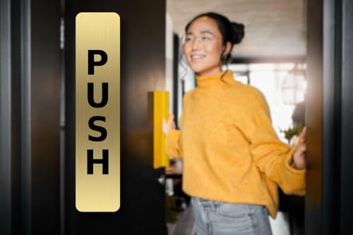 GOLD Push Pull Set ¦ Laser Engraved ¦ Pair of Generic Door Signs for business