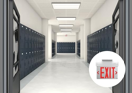 Lithonia Lighting Basics Edge-lit LED Exit Sign with Red Letters, Surface Mount Emergency Exit Only Sign, Ni-Cad Battery Backup, 2-Pack (BE W R SM CP2 M2) - size: 2-Pack ||Red Letters, style: Surface Mount