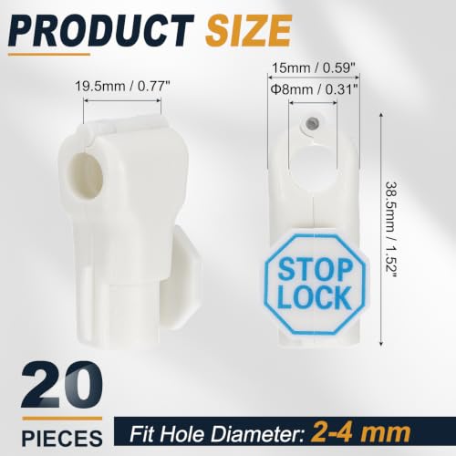 uxcell Pegboard Hook Stop Locks, 8mm White Display Hook Locks 20Pcs - color: White, size: 8mm