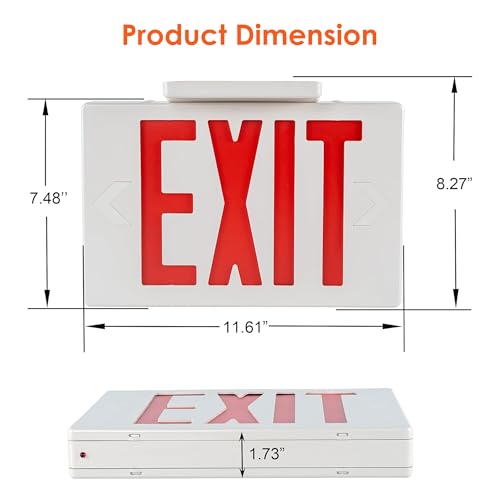 Gruenlich Emergency Exit Sign for Business, Battery Backup, 1 Pack - size: 1-pack