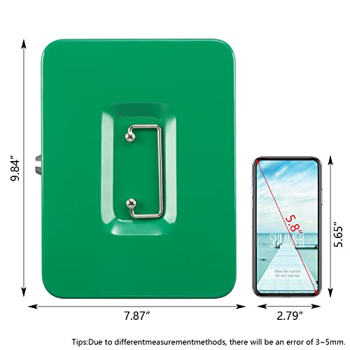 KYODOLED Large Lock Box with Money Tray,Storage Cash Box with Lock,Safe Metal Box for Money,9.84"x 7.87"x 3.54" Green Large - color: Green, size: Large