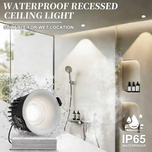 3 Inch LED Recessed Lights, Waterproof, Dimmable, 3CCT, CRI98 Ceiling Light - color: White-Gray, size: 3 Inch-6 Pack