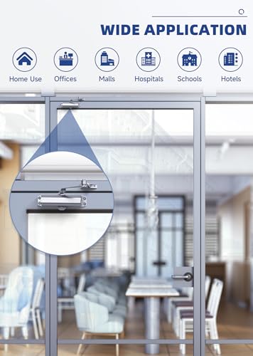 Commercial Door Closer Heavy Duty, No Door-Holding Design, Fast Passage Solution, Silver, Medium Size (Home & Business) - color: Silver, size: Medium