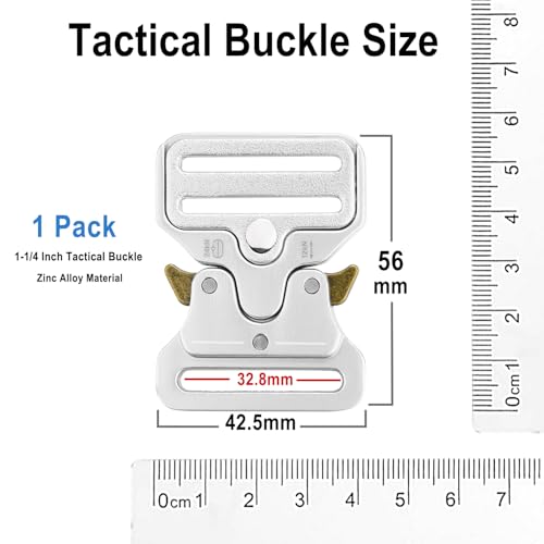 1-1/4 Inch Tactical Buckle Replacement, Metal Heavy Duty Tactical Belt Buckles for Webbing Nylon Strap, Dog Collar, Harness, Military Buckle Backpack Clip Hardware, Silver - color: 03(1-1/4" Silver Metal Buckle 1pcs)