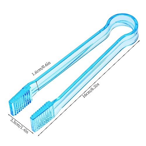 10 Pcs Plastic Buffet Serving Tongs, Clear Blue Kitchen Tongs Mini Serving Utensil Tongs for Food Ice Salad Buffet Barbecue Cookies, 6.3 Inches - color: clear blue