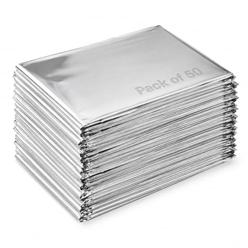BH Lot of 50 Emergency Mylar Blankets - 84" x 52"