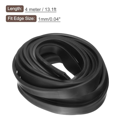 uxcell U Channel Edge Trim, 13.1ft Length Rubber Guard Seal Strip Edge Protector Flat Type Fit for 1mm Edge, (5/32" W x 11/16" H) Black - size: Fit 1mm x 13.1'L x 11/16"H x 5/32"W