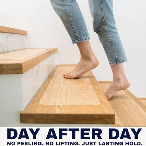 Clear Non Slip Stair Treads for Wooden Steps Indoor 30"x6" – 15-Pack Peel Stick Stair Treads – Self Adhesive Transparent Step Covers – Stair Grip Tape for Dogs, Kids – by STEPCORE - color: Clear - Indoor, size: 6" x 30" x 15 Pack