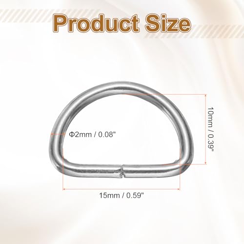 HARFINGTON D Ring Metal D-Shape Buckle Clips Multi-Purpose Buckle Strap Sewing Accessories for Collars Webbing Strap - color: Silver, size: 10mm